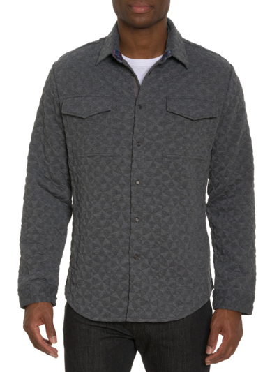 Shop Robert Graham Men's Brent Quilted Knit Shirt Jacket In Grey