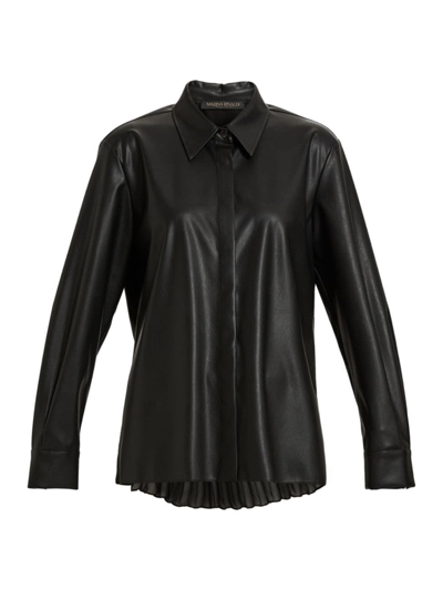 Shop Marina Rinaldi Women's Fregio Faux-leather Tunic Shirt In Black