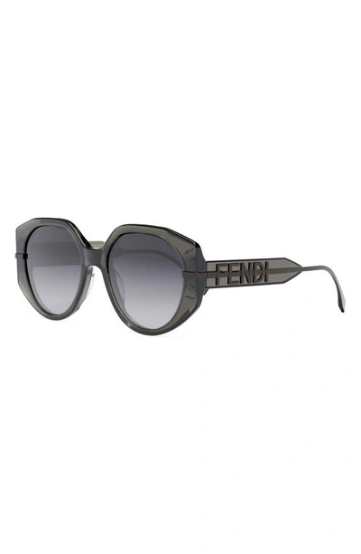 Shop Fendi The Graphy 54mm Oval Sunglasses In Grey/ Gradient Smoke