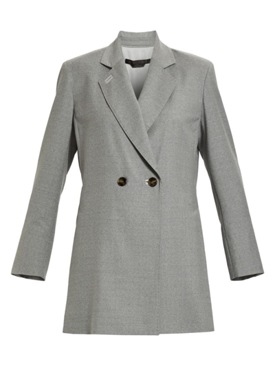 Shop Marina Rinaldi Women's Cifra Virgin Wool Double-breasted Blazer In Light Grey