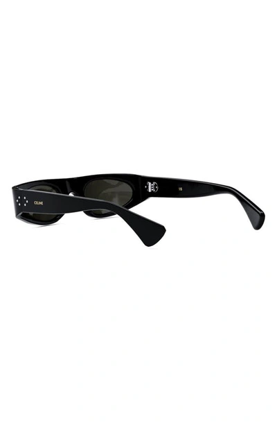 Shop Celine Bold 3 Dots Rectangular Sunglasses In Shiny Black / Smoke