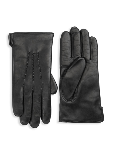 Shop Saks Fifth Avenue Men's Collection Leather & Cashmere-lined Gloves In Moonless