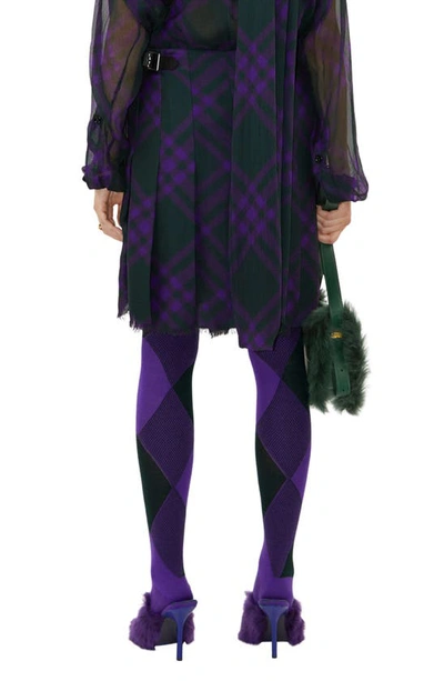 Burberry Asymmetrical High-waisted Silk Skirt With Plaid Pattern In Royalipcheck