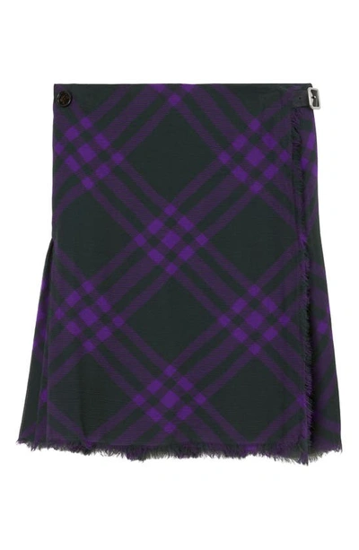Shop Burberry Check Pleated Kilt Skirt In Royal Ip Check