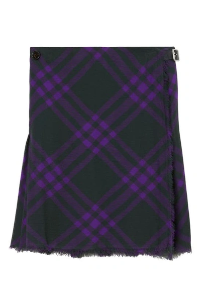 Burberry Asymmetrical High-waisted Silk Skirt With Plaid Pattern In Royalipcheck