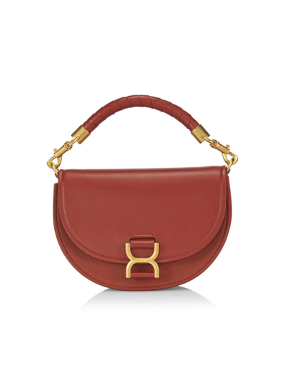 Shop Chloé Women's Marcie Leather Top Handle Saddle Bag In Sepia Brown