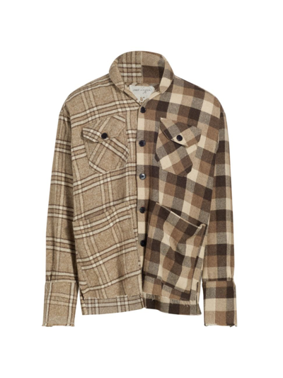 Shop Greg Lauren Men's Split Boxy-fit Shirt In Brown