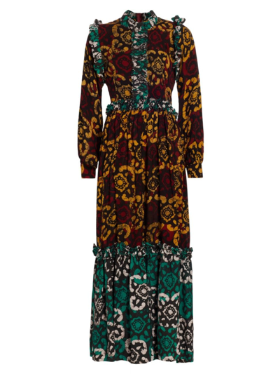Shop Busayo Women's Bidemi Hand-dyed Ruffle Maxi Dress In Brown Multi