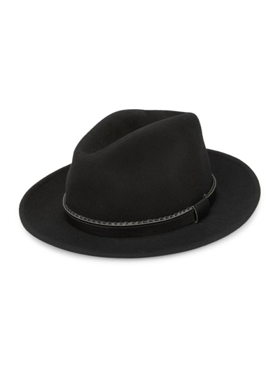 Shop Saks Fifth Avenue Men's Collection Leather-trimmed Wool Fedora In Moonless