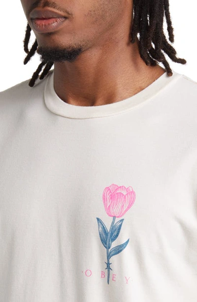 Shop Obey Barb Wire Flower Organic Cotton Graphic T-shirt In Sago