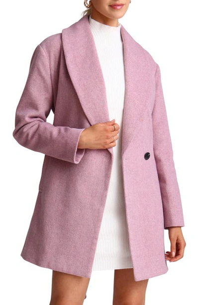 Shop Avec Les Filles Shawl Collar Wool Blend Belted Coat In Light Purple