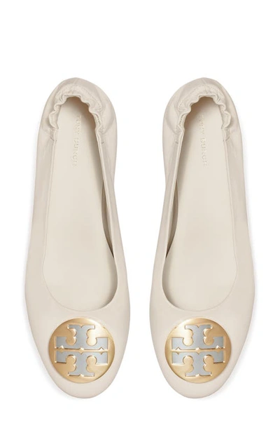 Shop Tory Burch Claire Ballet Flat In New Ivory / Silver / Gold