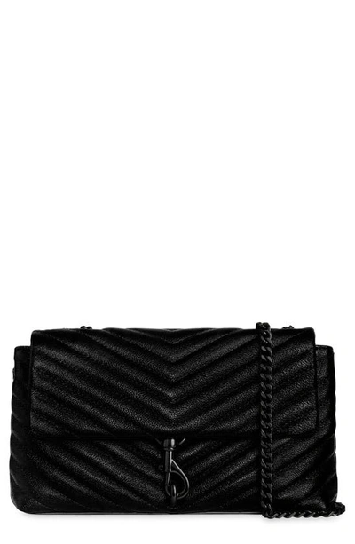 Shop Rebecca Minkoff Medium Edie Quilted Leather Convertible Crossbody Bag In Black