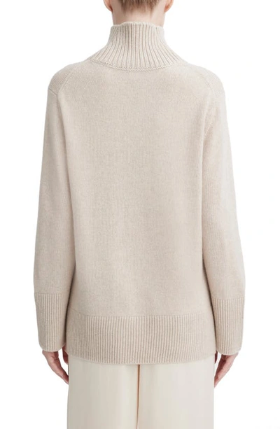 Shop Vince Wool & Cashmere Turtleneck Tunic Sweater In Heather Hazel Cream