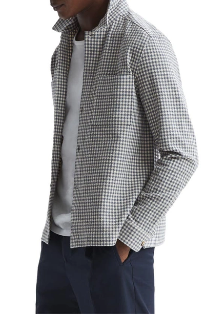 Shop Reiss Cathu Check Cotton Blend Overshirt In Grey/ White