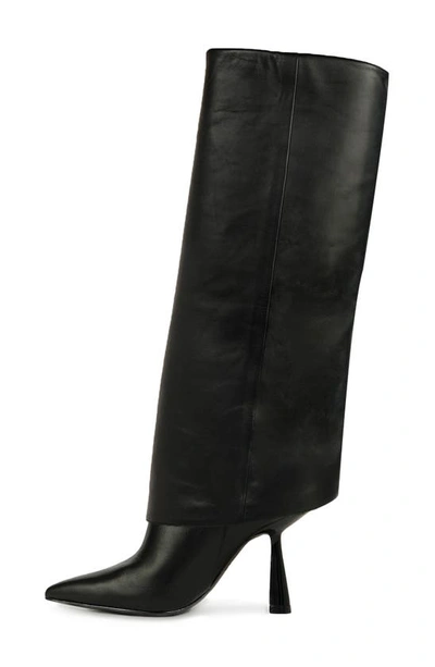 Shop Black Suede Studio Martine Knee High Boot In Black Buffed Calf