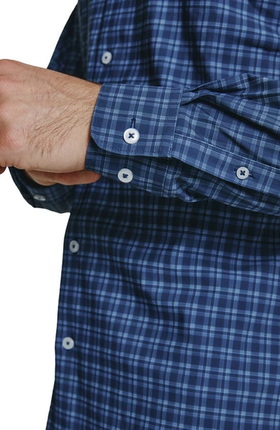 Shop 7 Diamonds Ares Check Performance Button-up Shirt In Navy