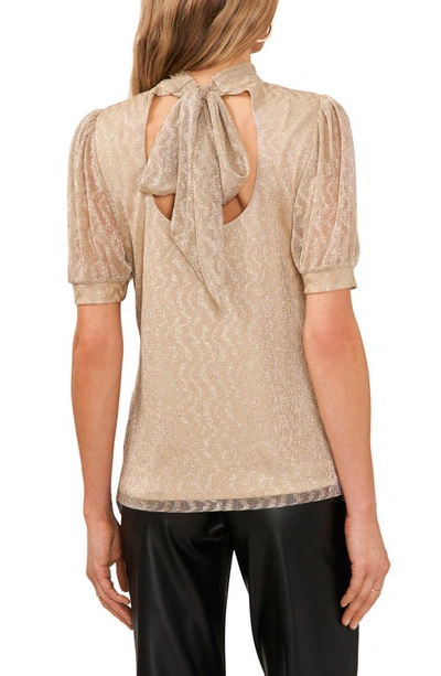 Vince Camuto Metallic Squiggle Stripe Knit Top In Gold