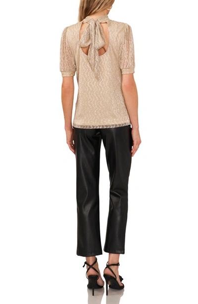 Vince Camuto Metallic Squiggle Stripe Knit Top In Gold