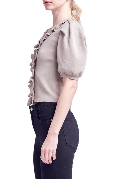 English Factory Ruffle Puff Sleeve Sweater In Taupe