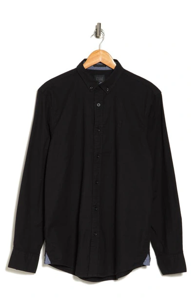 Shop 14th & Union Stretch Cotton Oxford Button-down Shirt In Black Oxford