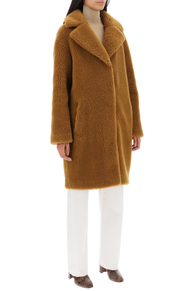 Shop Stand Studio Camille Cocoon Teddy Coat In Caramel (brown)