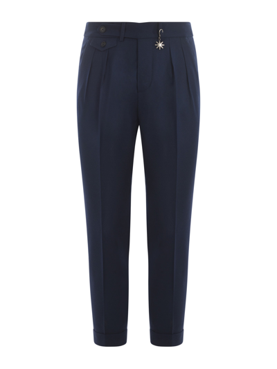 Shop Manuel Ritz Trousers  In Virgin Wool In Blu