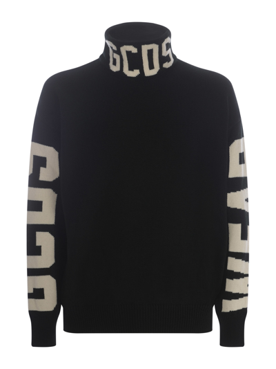 Shop Gcds Sweater  Logo In Wool In Nero
