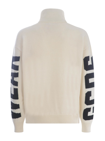 Shop Gcds Sweater  Logo In Wool In Avorio
