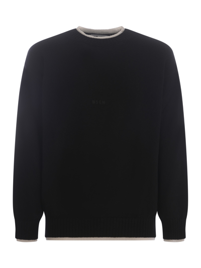 Shop Msgm Sweater  In Wool Blend In Nero