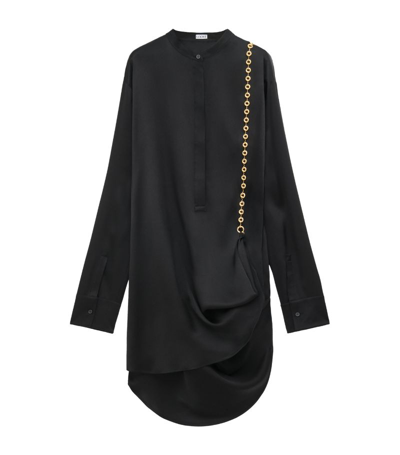 Shop Loewe Silk Chain Shirt Mini Dress In Black