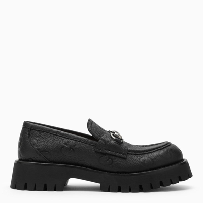 Shop Gucci Black Gg Leather Chunky Loafer Women