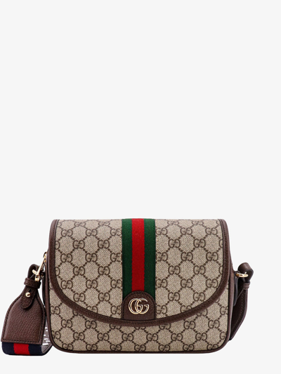 Gucci Woman Ophidia Woman Beige Shoulder Bags In Brown