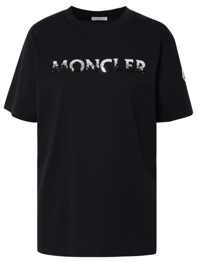 Shop Moncler Black Cotton T-shirt Woman