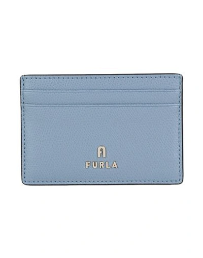 Shop Furla Camelia S Card Case Woman Document Holder Slate Blue Size - Soft Leather