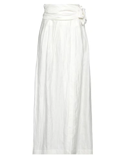 Shop Jijil Woman Maxi Skirt Ivory Size 8 Linen, Polyamide In White