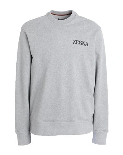 Shop Zegna Man Sweatshirt Light Grey Size M Cotton