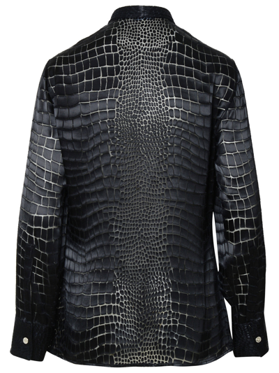 Shop Versace Woman  'croco' Black Silk Blend Shirt