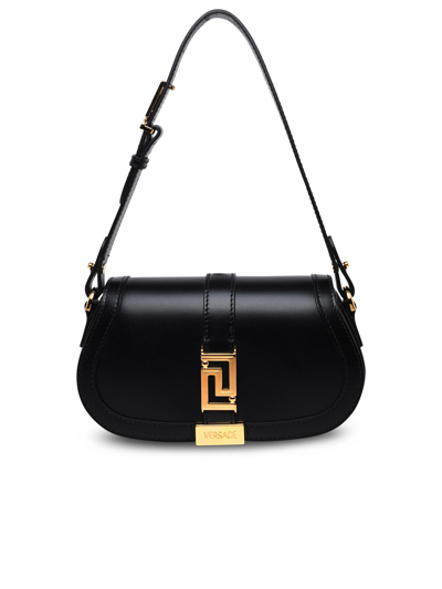 Shop Versace Woman  Greca Goddes Black Leather Bag