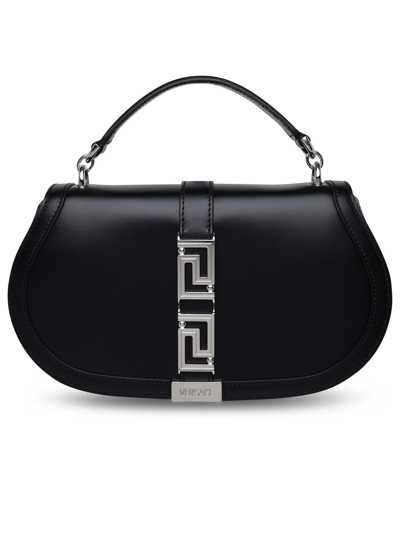 Shop Versace Greca Goddess Black Leather Crossbody Bag Woman