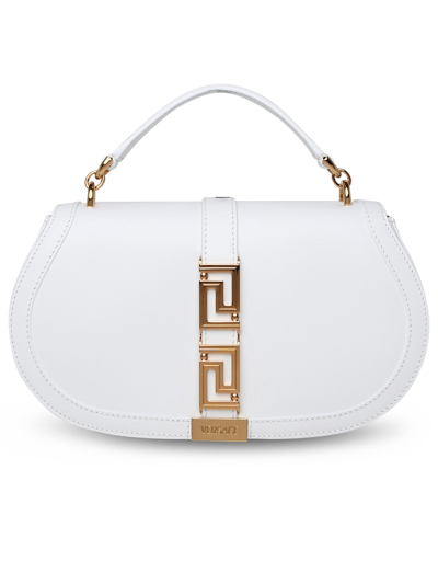 Shop Versace Woman  Greca Goddess White Leather Bag