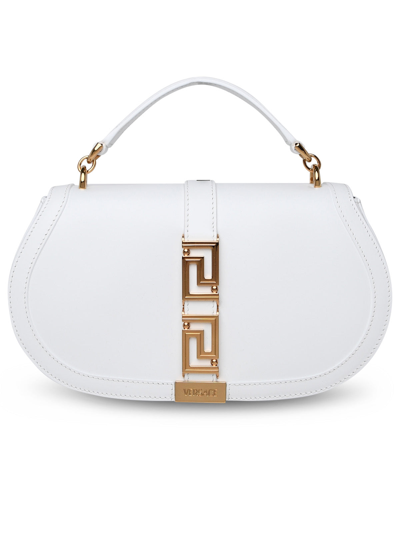 Shop Versace Greca Goddess White Leather Bag Woman