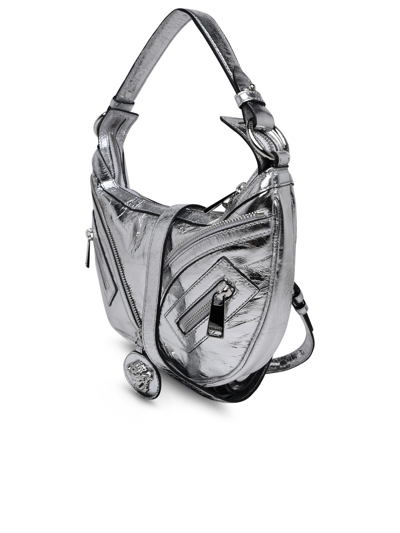 Shop Versace Woman  Silver Leather Bag