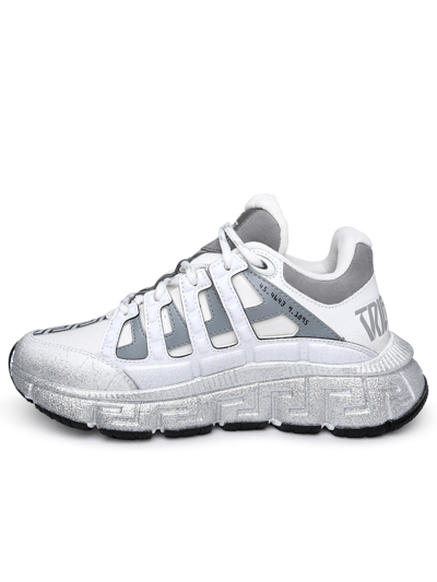 Shop Versace Woman  Trigreca Sneakers In White Leather Blend