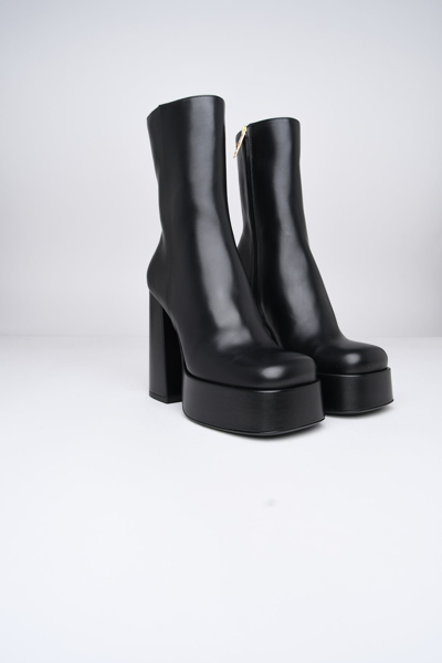 Shop Versace Woman  Black Leather Boots