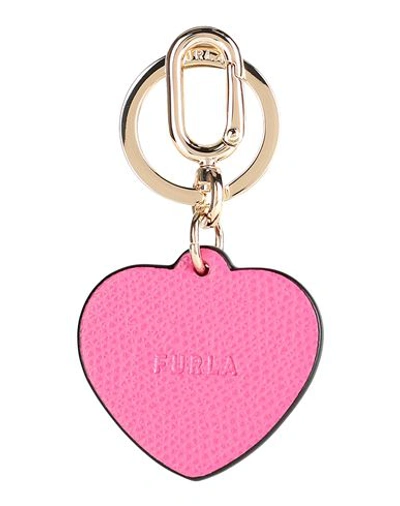 Shop Furla Venus Keyring Heart Woman Key Ring Fuchsia Size - Soft Leather, Metal In Pink