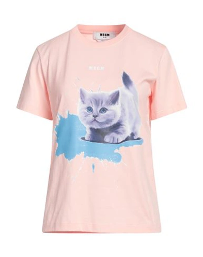 Msgm Woman T-shirt Pink Size Xs Cotton In Pink