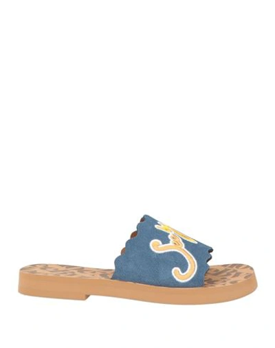 See By Chloé Woman Sandals Blue Size 7 Textile Fibers In Blue