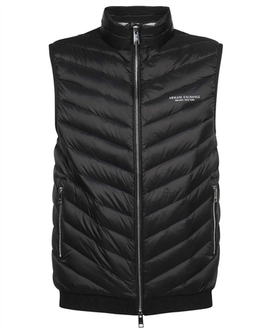 Shop Armani Exchange Quilted Gilet In Black