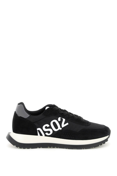 Shop Dsquared2 Nylon And Suede Running Sneakers In Black